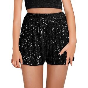 Black Sequin Women's Shorts